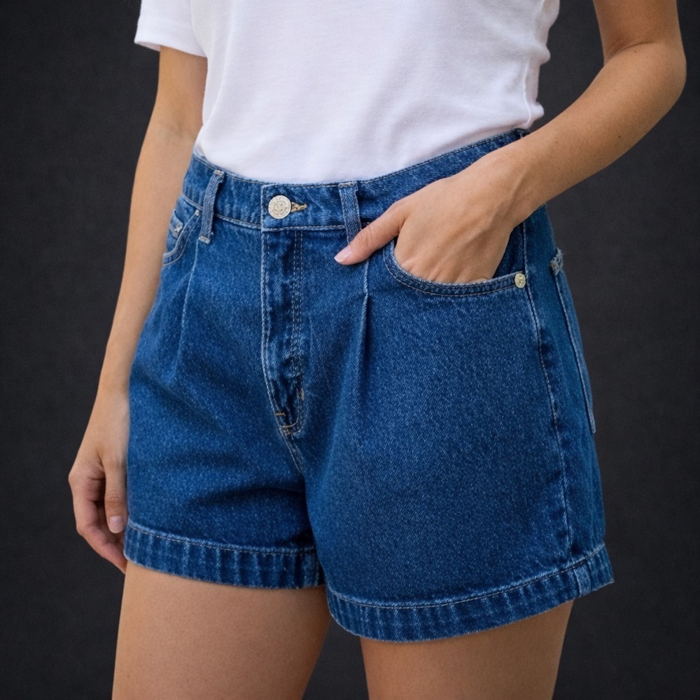 Banana Republic Blue Jean Shorts  Pleated Relaxed Fit